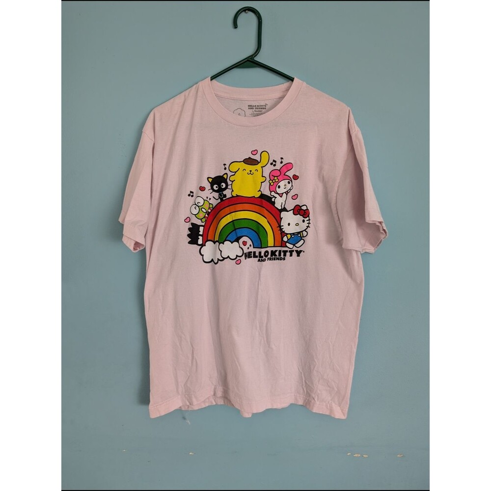 Hello Kitty & Friends Pink Graphic Tee Sanrio 2020 Rainbow Characters Women’s XL